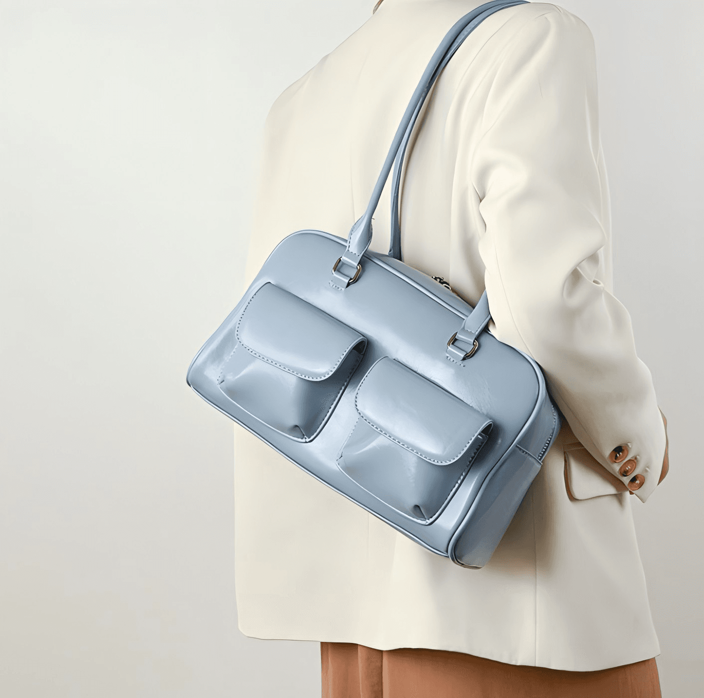 Street-Style Suede Bucket Bag