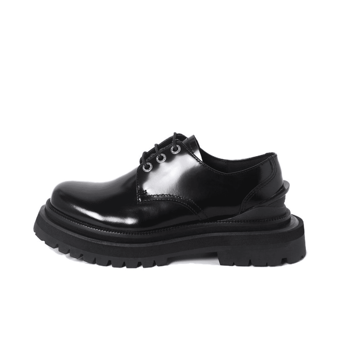 XINZIRAIN Classic Black Leather Low-Top Chunky Sole Unisex Casual Shoes