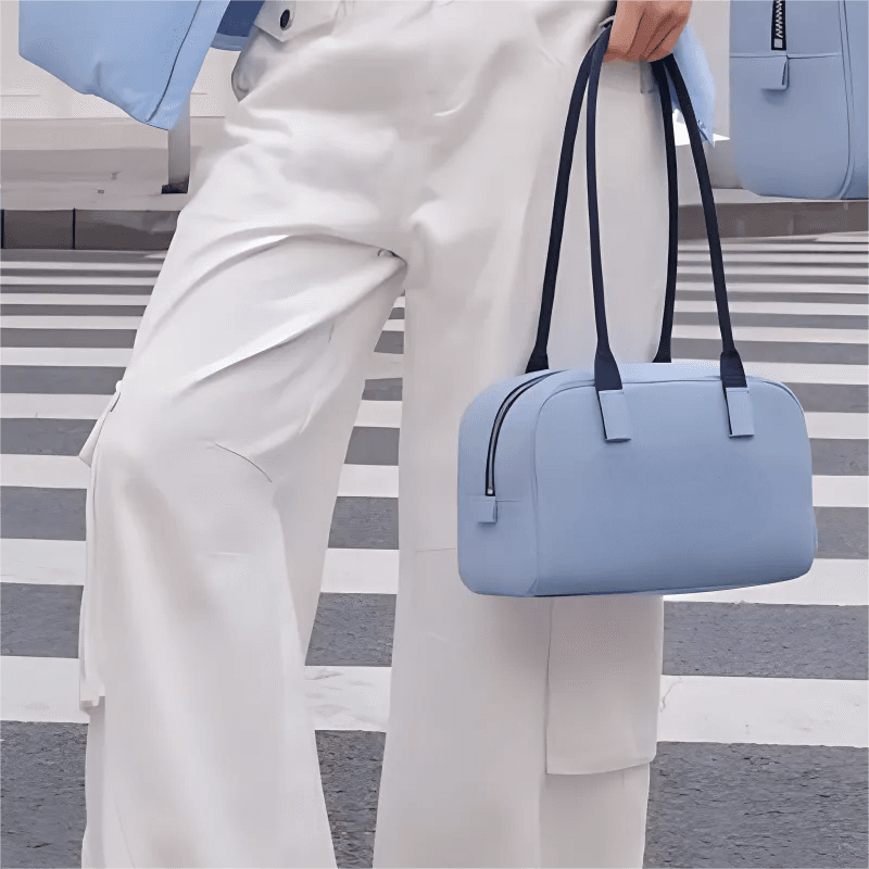 Spring&Summer 2025 Indigo Bowling Bag – Zipper Closure