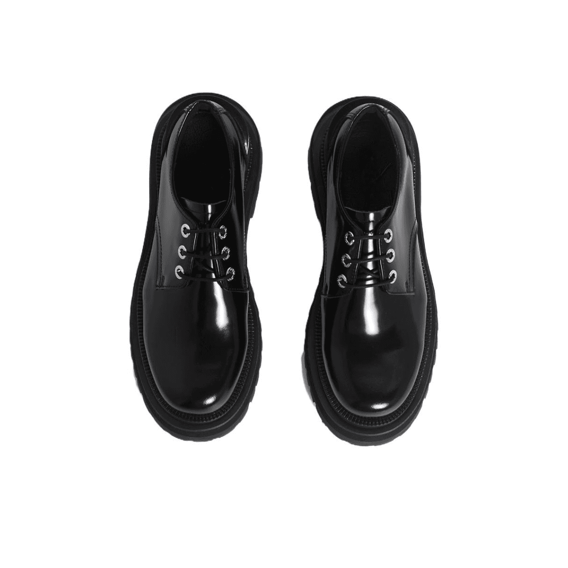 XINZIRAIN Classic Black Leather Low-Top Chunky Sole Unisex Casual Shoes