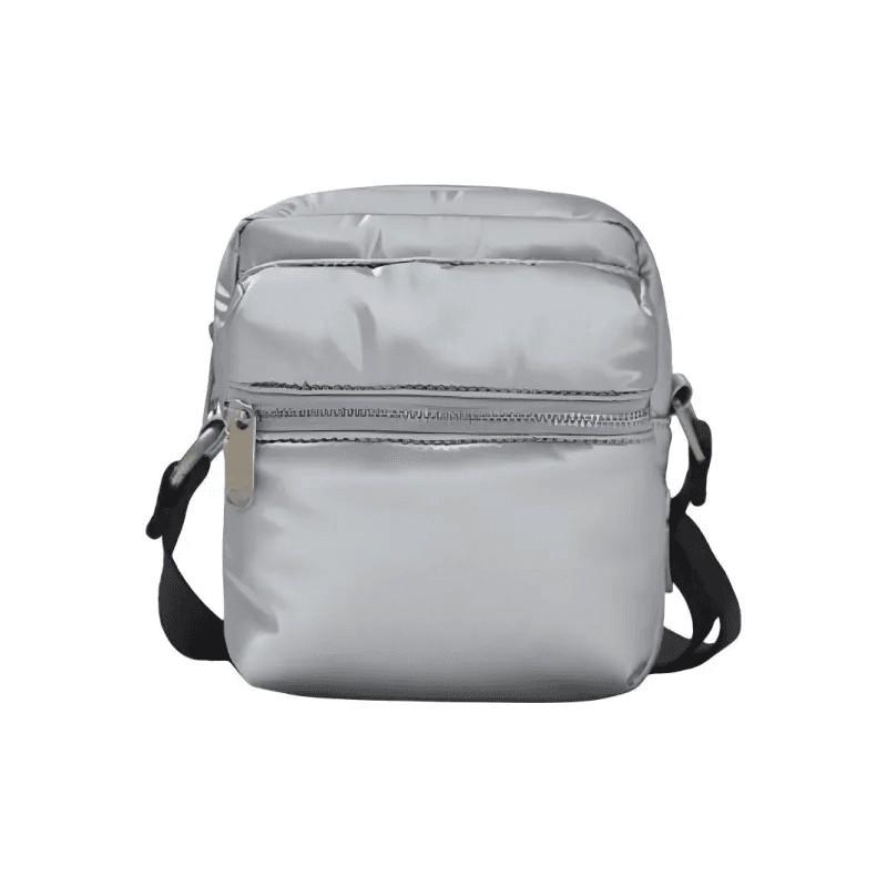 Silver Single Strap Crossbody Bag with Zipper Closure