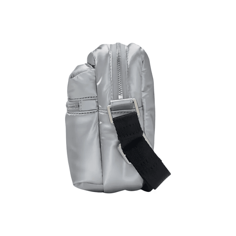Silver Single Strap Crossbody Bag with Zipper Closure