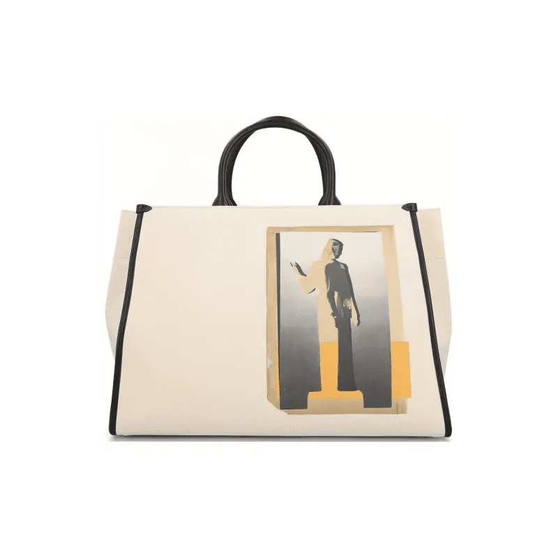 Orange Leather and Canvas Tote Bag – Light Customization Available