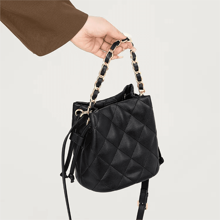 Customizable Elegant PU Bucket Bag with Adjustable Strap