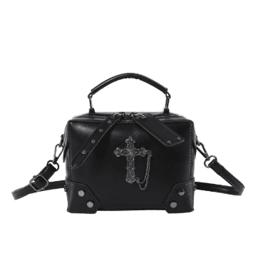 Trendy Cross and Skull PU Box Bag