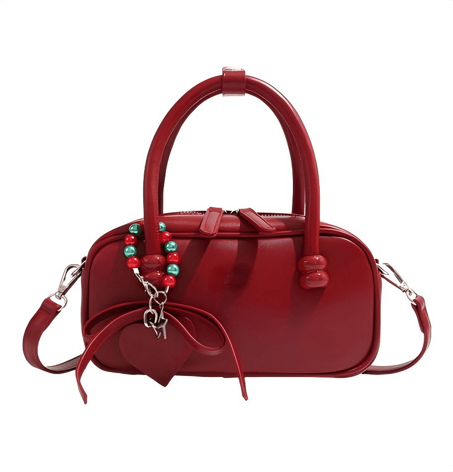 Red Boston Bag – Trendy Pillow Shape Design for Everyday Wear