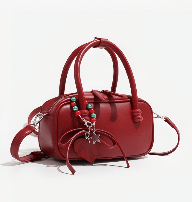 Red Boston Bag – Trendy Pillow Shape Design for Everyday Wear