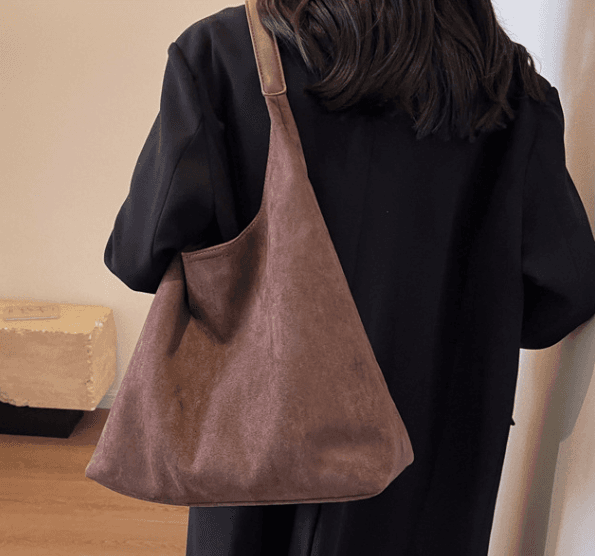 Street-Style Suede Bucket Bag