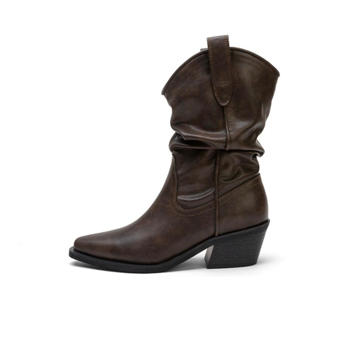 XINZIRAIN Custom Fashion Low Block Heel Pointed-Toe Boots for Winter Warmth