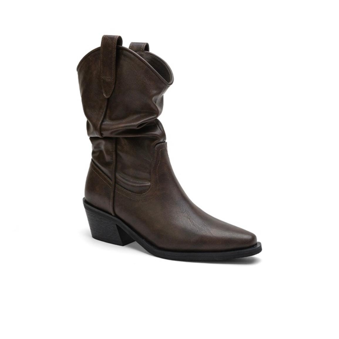XINZIRAIN Custom Fashion Low Block Heel Pointed-Toe Boots for Winter Warmth