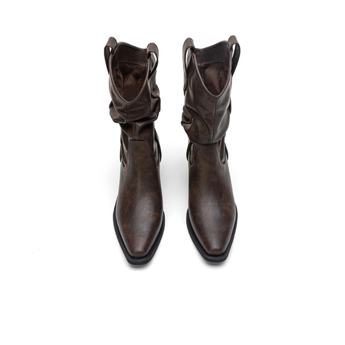 XINZIRAIN Custom Fashion Low Block Heel Pointed-Toe Boots for Winter Warmth