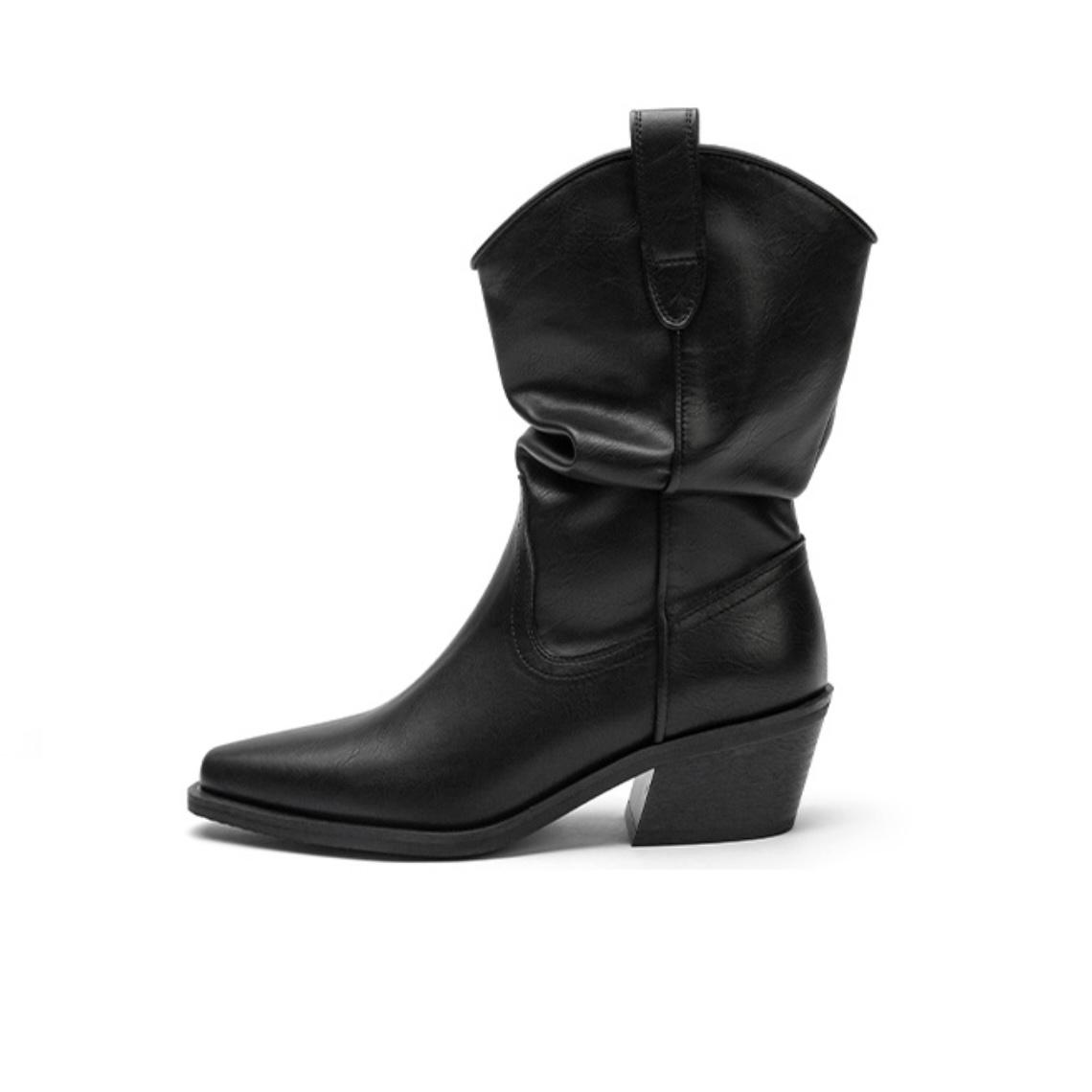 XINZIRAIN Custom Fashion Low Block Heel Pointed-Toe Boots for Winter Warmth