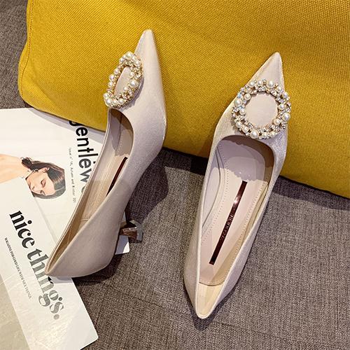 French style fashion red high heels with rhinestone and circle decoration satin wedding shoes