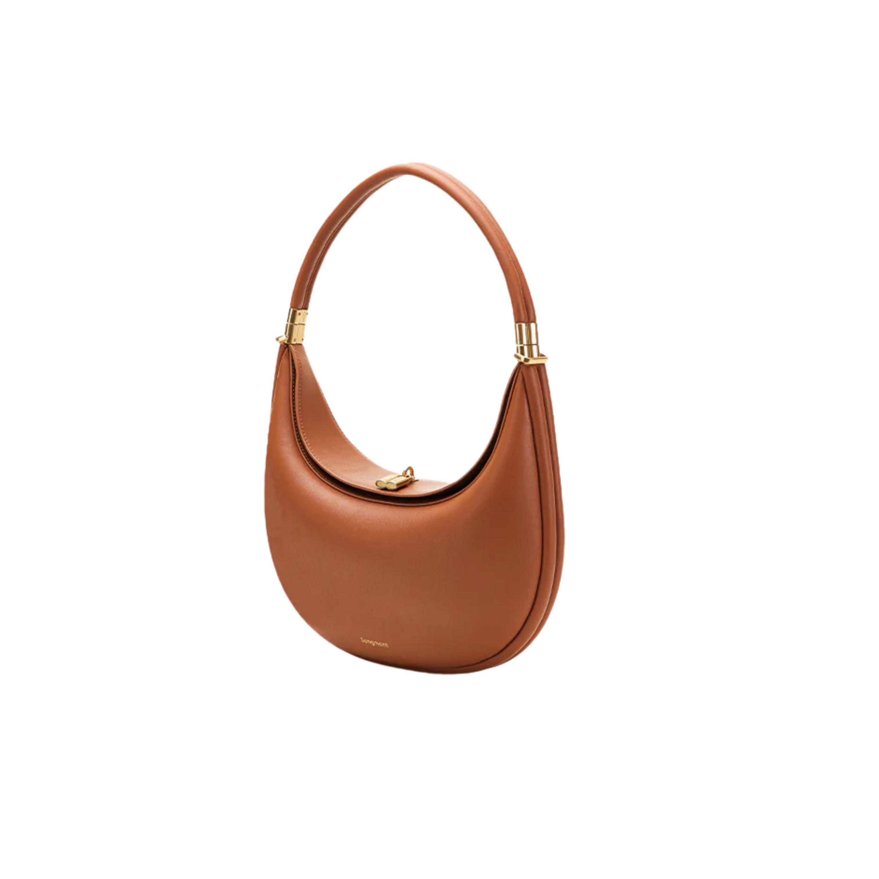Eco Caramel Vegan Leather Moon Bag – Sustainable, Customizable Design