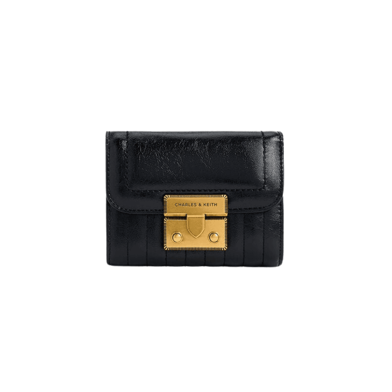 Crinkle-Effect Wallet in Black | Premium ​Leather Bag Manufacturers & ​Custom Bag Supplier