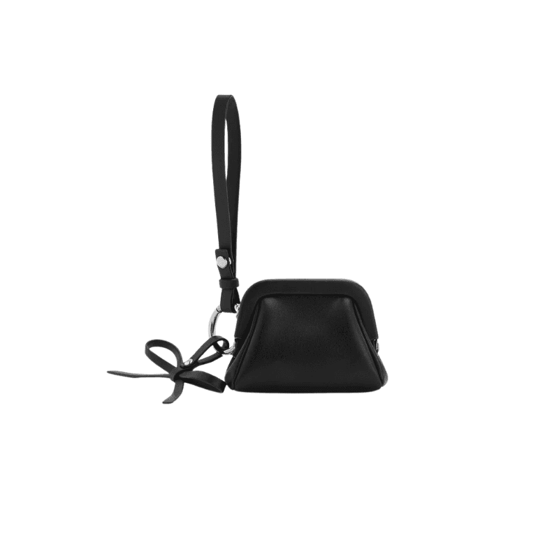 Bow Micro Bag Charm – Noir | ​Leather Bag Manufacturers & ​Custom Handbag Manufacturers
