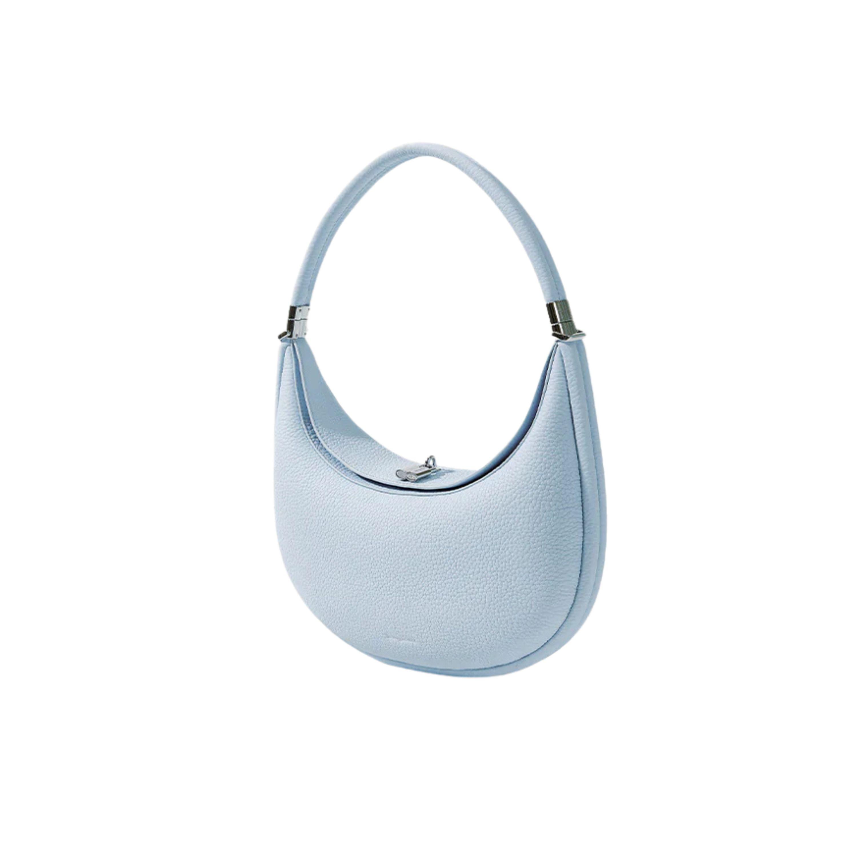 Eco Sky Blue Vegan Leather Moon Bag – Sustainable and Customizable Design