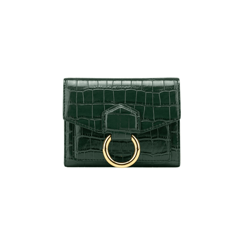 OEM ODM Stella Wallet Dark Green Croc | Xinzirain Premium Leather Bag Manufacturer Clutch Bag Manufacturer