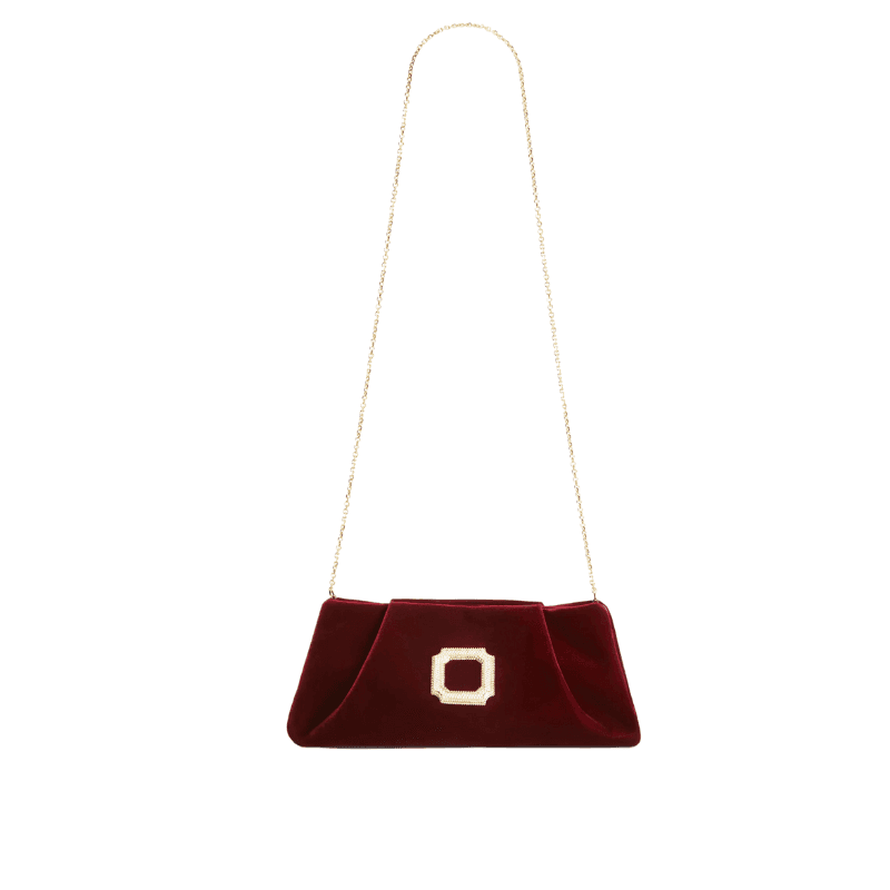 Vittoria Red Velvet Clutch Bag | Xinzirain Luxury Clutch Bag Manufacturer Evening Bag Factory