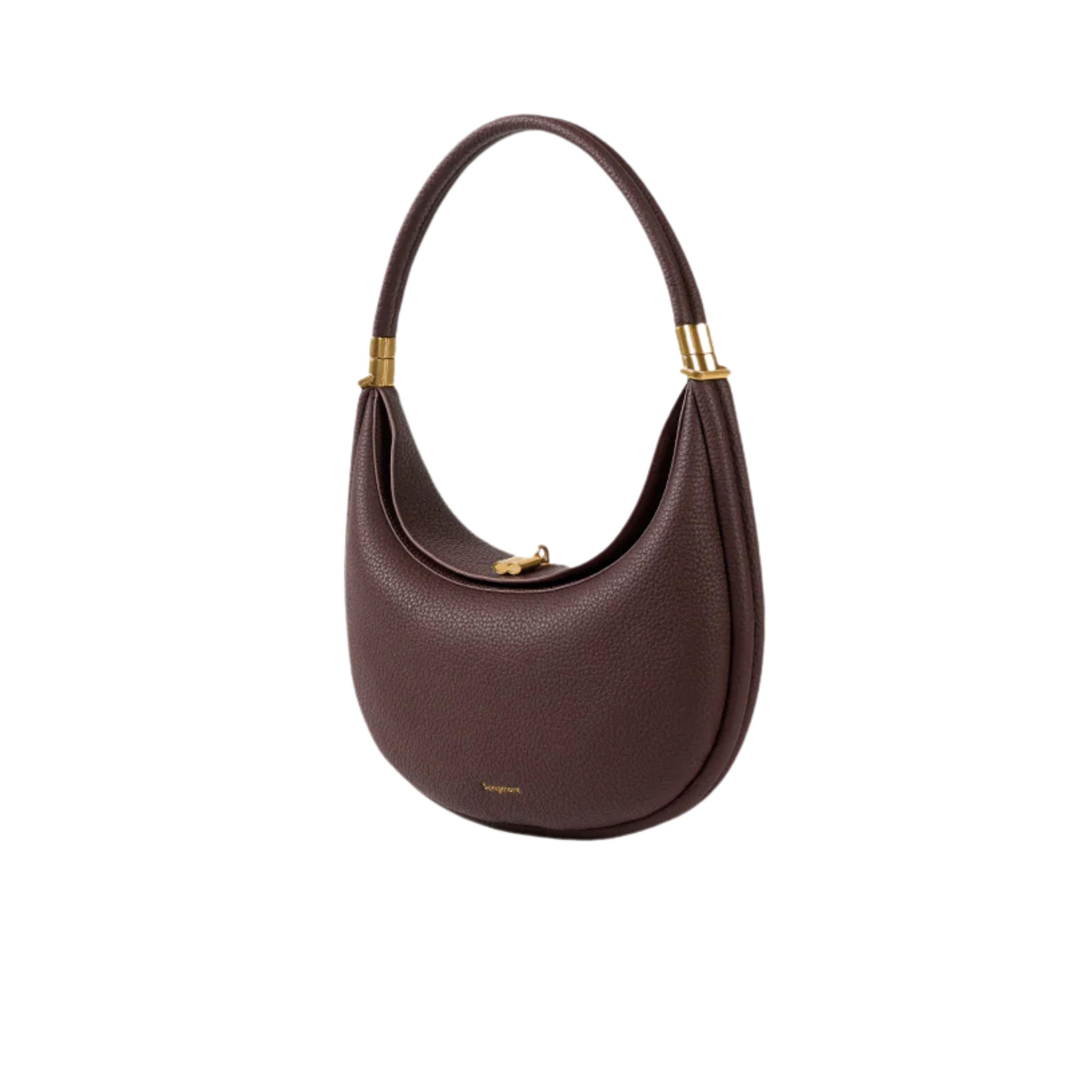 Eco Dark Chocolate Vegan Leather Moon Bag – Customizable & Elegant