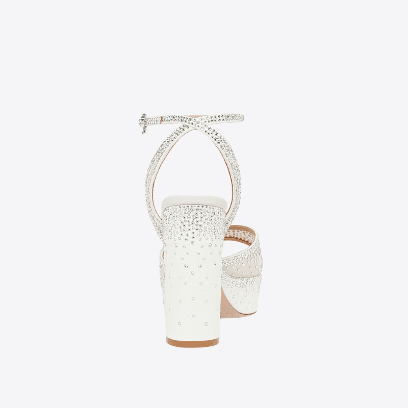 OEM White Crystal Bridal Platform Sandal 115mm | XINZIRAIN Factory