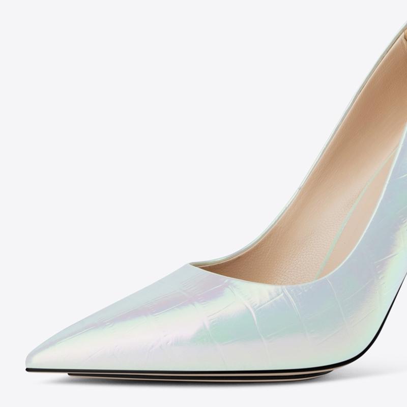 Spring new stone pattern patent leather metal heel pumps lady jelly sandals transparent shoes