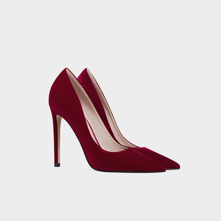 Green red velvet wedding dress heels formal wear stiletto party banquet elegant women stiletto heels