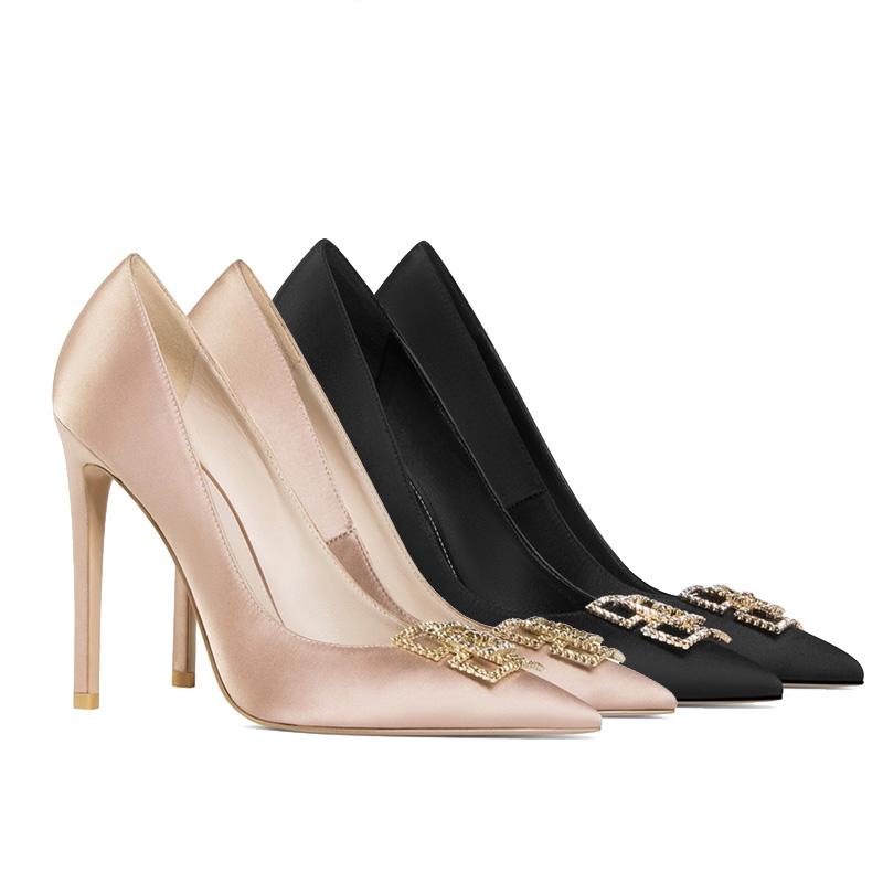 Silk cloth high grade banquet party dress high heel pump women shoes pointed toe ladys pumps