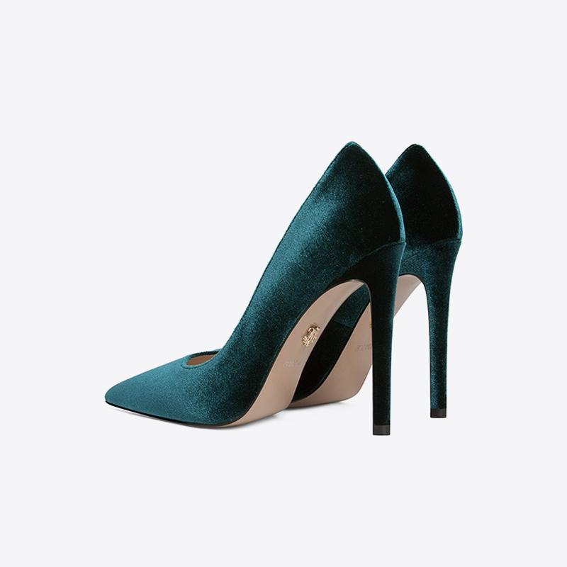 Silk velvet flannel luxury design hight heels lady bridal pumps women shoes heel ladies
