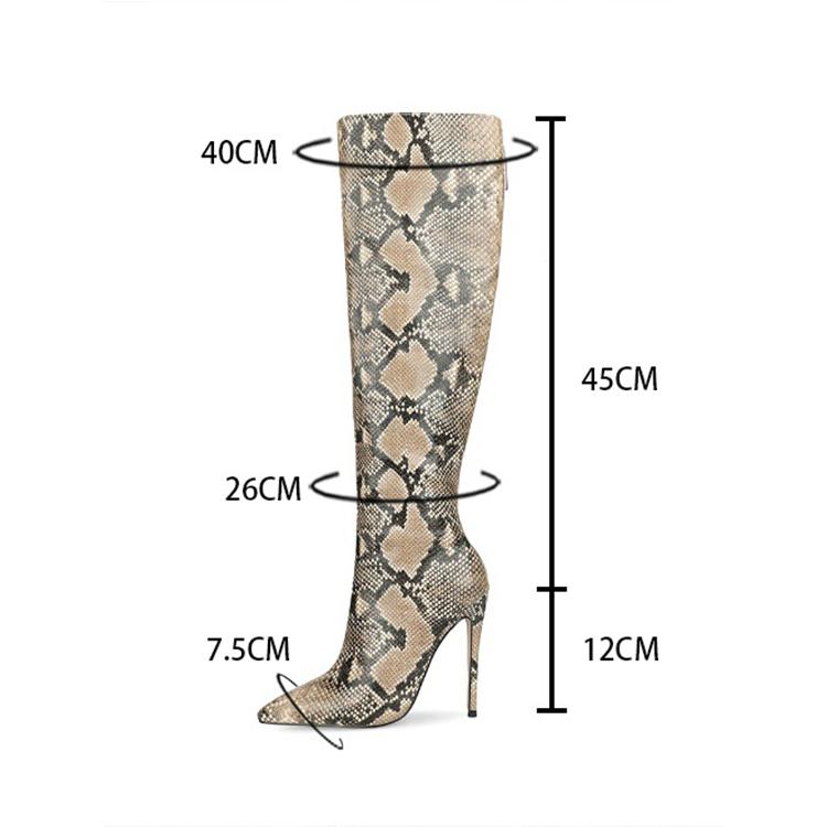 Custom Lady Shoes Knee High Heel Snakeskin Women Boots
