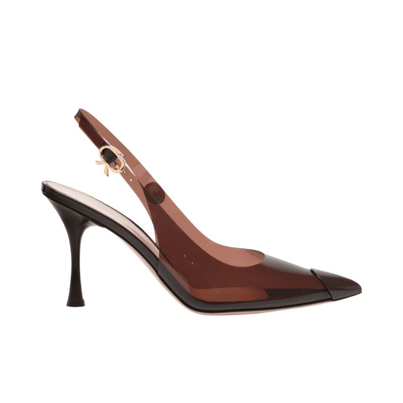OEM Brown Plexi Slingback High Heels 85mm | XINZIRAIN Custom Factory