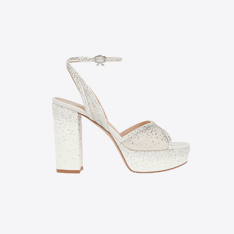 OEM White Crystal Bridal Platform Sandal 115mm | XINZIRAIN Factory