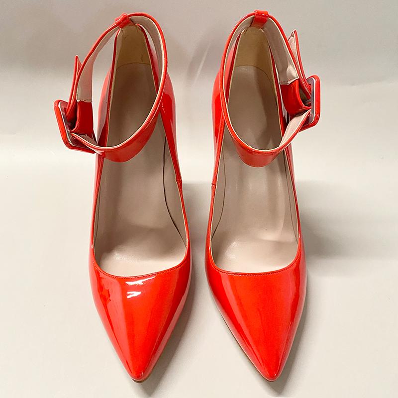 Xinzirain custom made ankle strap red high heel pumps