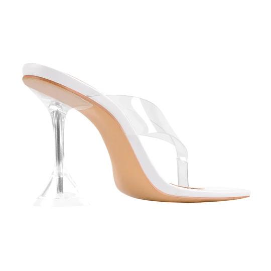 Silver Snake Print Square Toe Transparent Tapered High Heel Thong Sandals Custom Square Toe women heel sandals