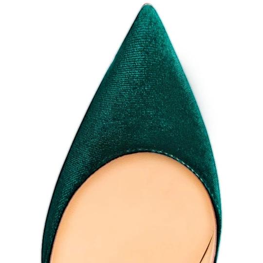 Retro Green Pointed Toe Pumps Classic Satin Stilettos