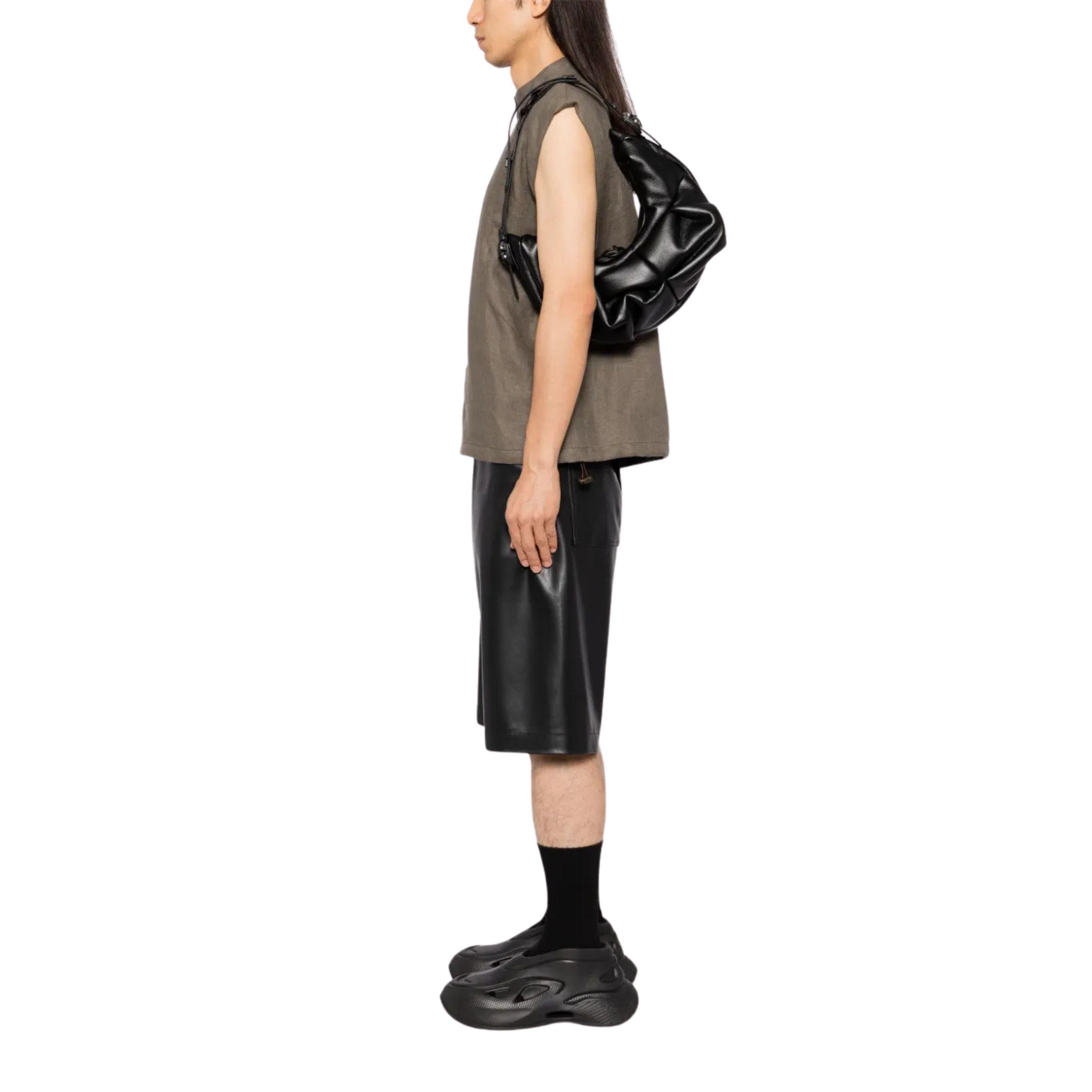 Custom Black Leather Ruched Moon Handbag – Tailored Design & Material Options