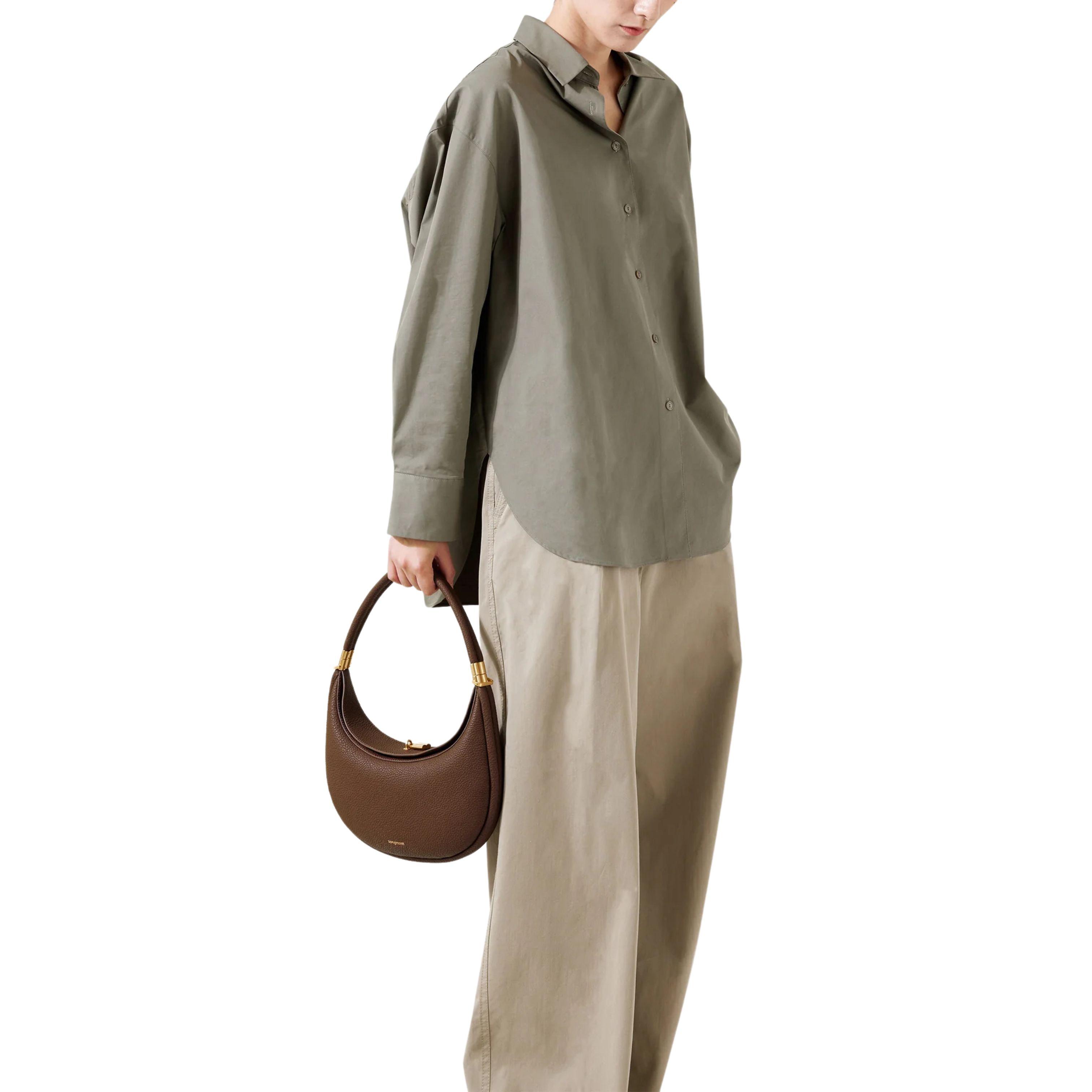 Eco Dark Chocolate Vegan Leather Moon Bag – Customizable & Elegant