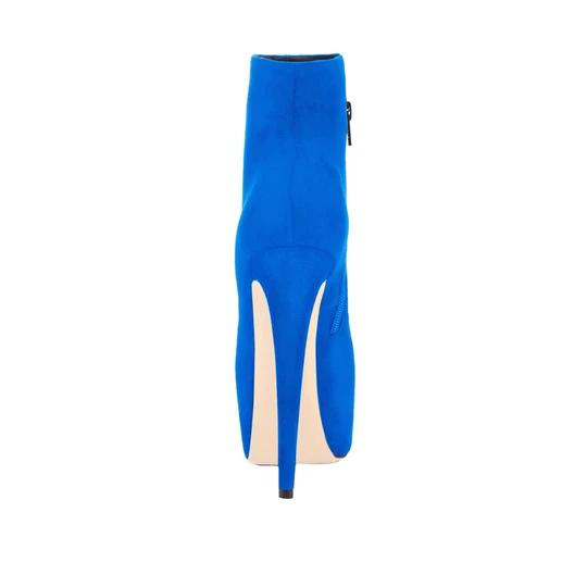 Blue Suede Platform Ankle Boots Stiletto Booties