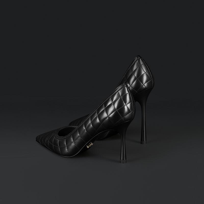 2022 newest design high heals pump women shoes argyle plaid elegant women’s heels pump