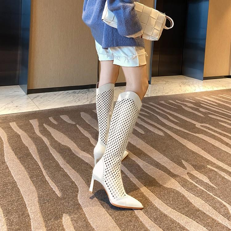 High quality knee high high heel hollow design girls woman summer boot