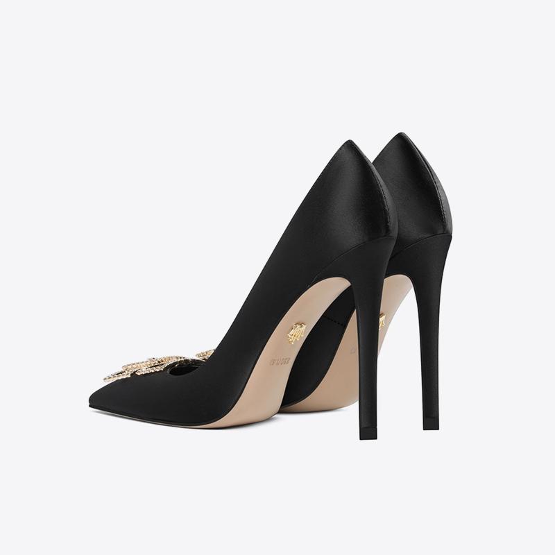 Silk cloth high grade banquet party dress high heel pump women shoes pointed toe ladys pumps
