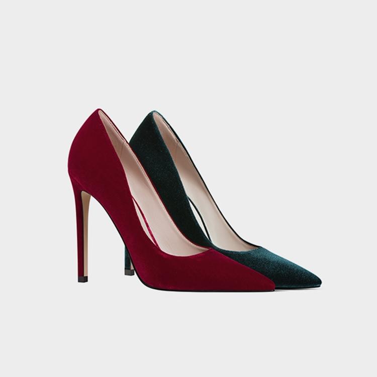 Silk velvet flannel luxury design hight heels lady bridal pumps women shoes heel ladies