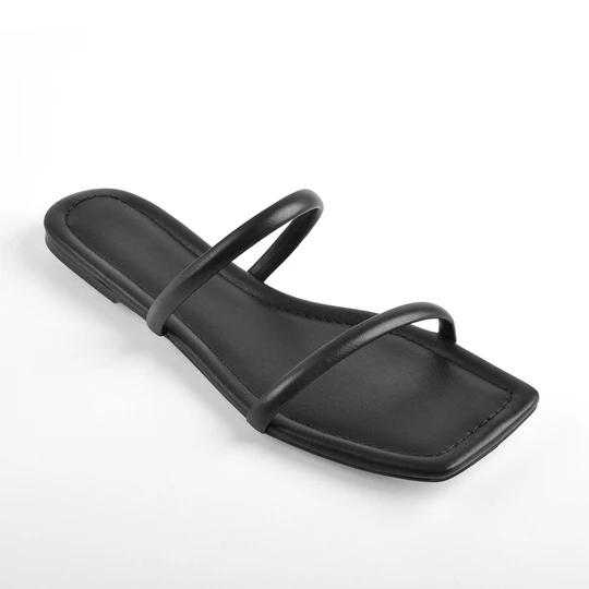 Black strap Band Flat Sandals Mules