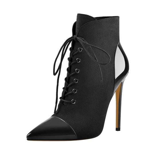 Pointed Toe Stiletto Heel Zipper Ankle Boots
