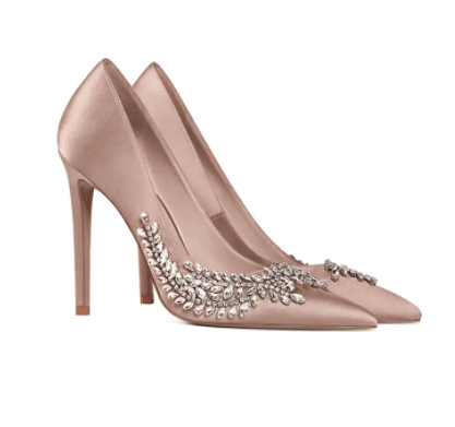 Rhinestone-embellished low-cut high heels