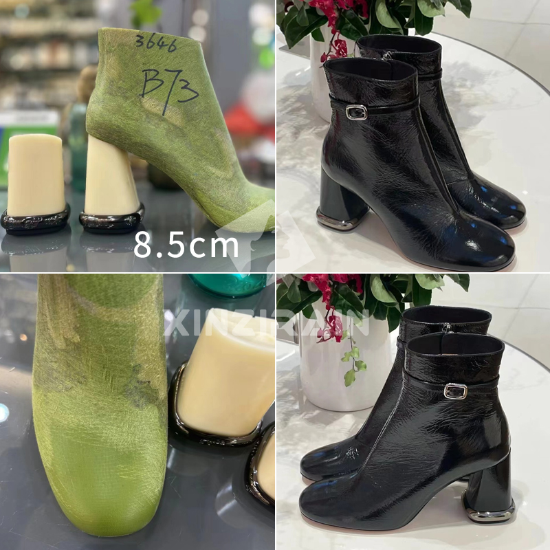 Xinzirain Custom Round-Toe Boot Mold Inspired by Roger Vivier, 85mm Heel Height