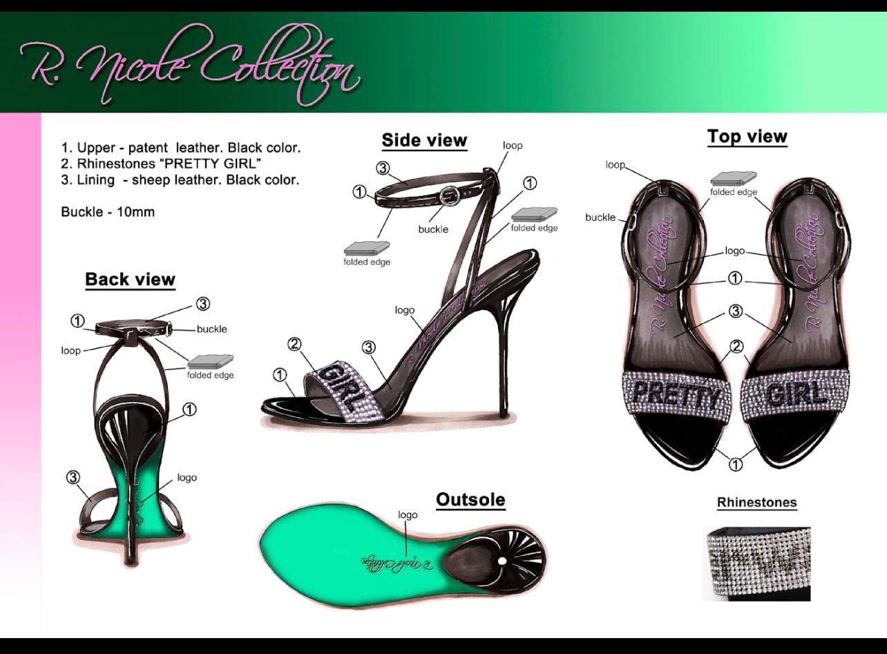 How to create your shoe brand - factory-ready tech pack with graded patterns, stitching diagrams, and ASTM compliance data for footwear manufacturing.