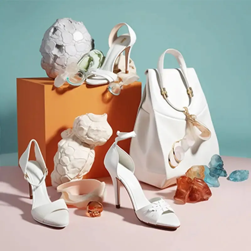 Custom Private Label White Handbags And Shoes Set